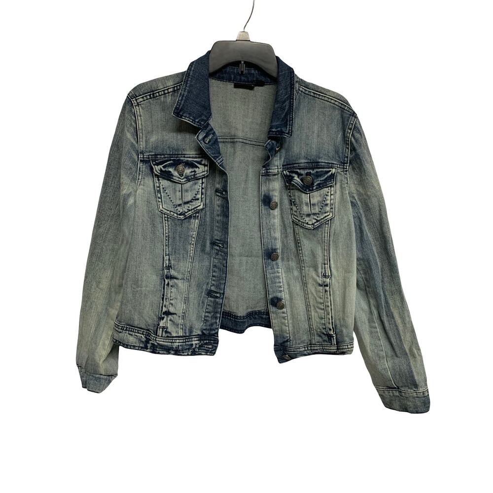 A.N.A. Classic Denim Jean Jacket Women’s Size L – Medium Wash, Button Front